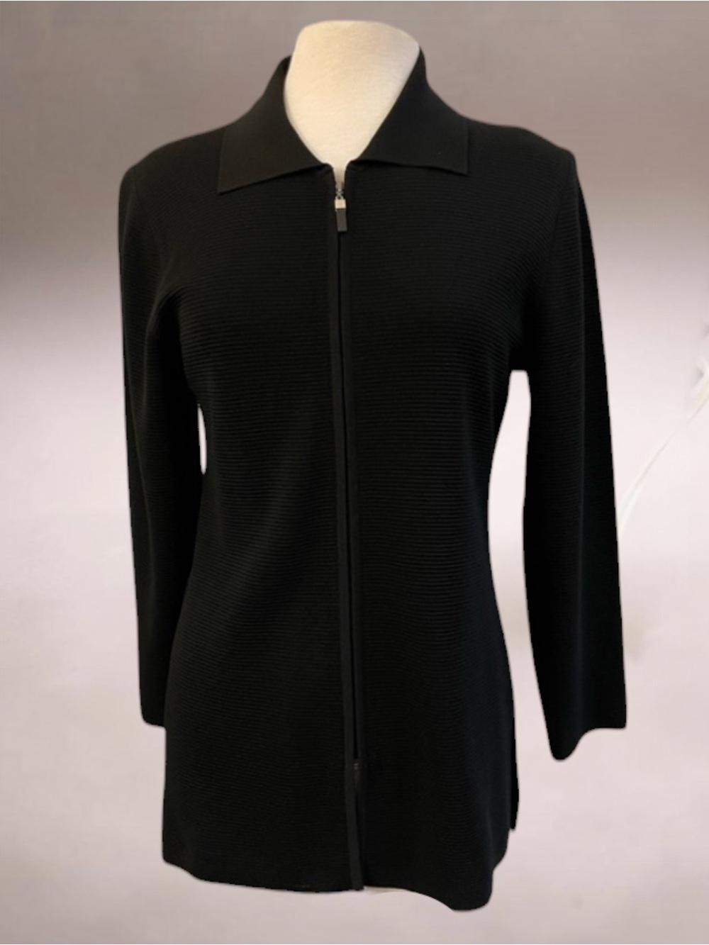 EXCLUSIVELY MISOOK FULL ZIP CLASSIC RIBBED KNIT JACKET SIZE XS